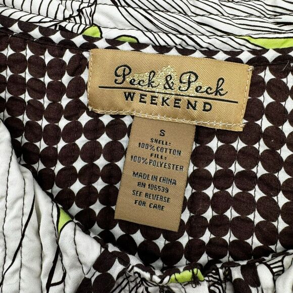 Peck &‎ Peck Weekend SMALL Quilted Jacket Blazer brown green floral Boho Grandpa - Picture 3 of 6